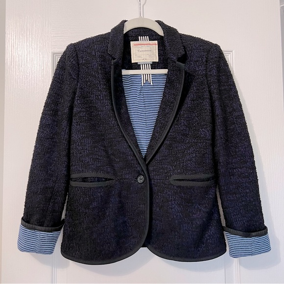 Anthropologie Jackets & Blazers - Anthropologie Cartonnier Black and Blue Tweed Blazer Jacket
